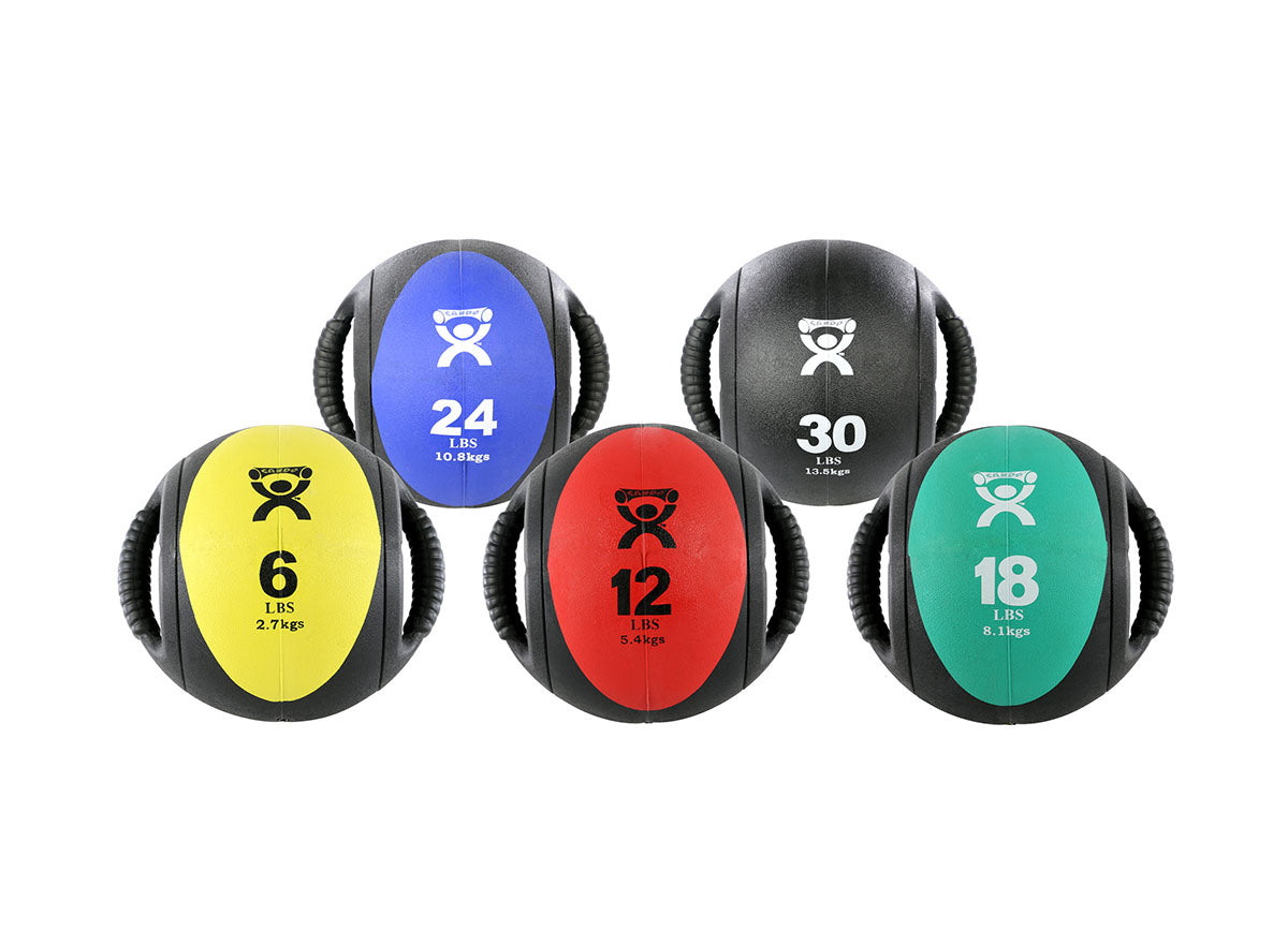 CanDo 9" Dual-Handle Medicine Ball - 5 Piece Set