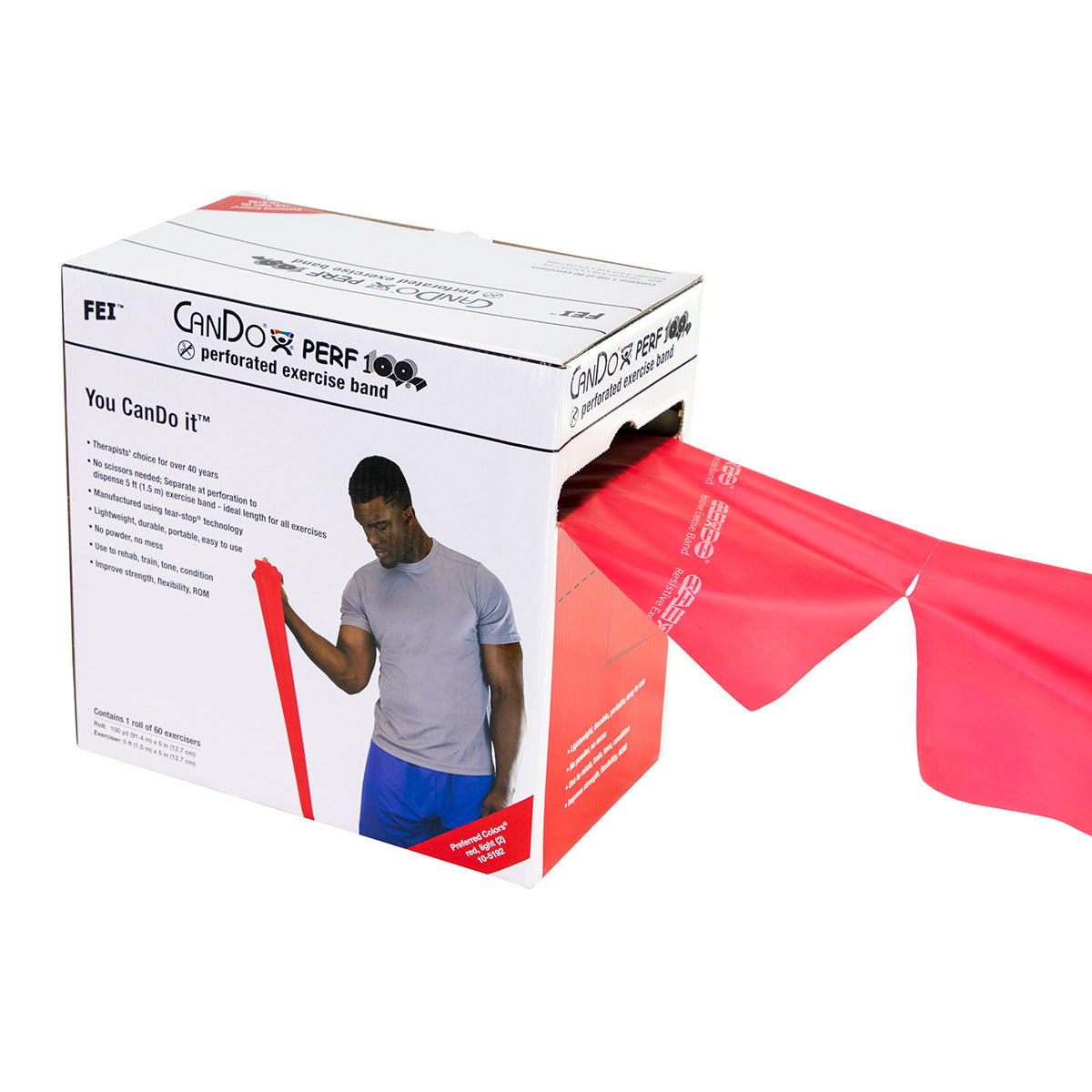 CanDo Low Powder Exercise Band - 100 Yard Perf 100 Roll