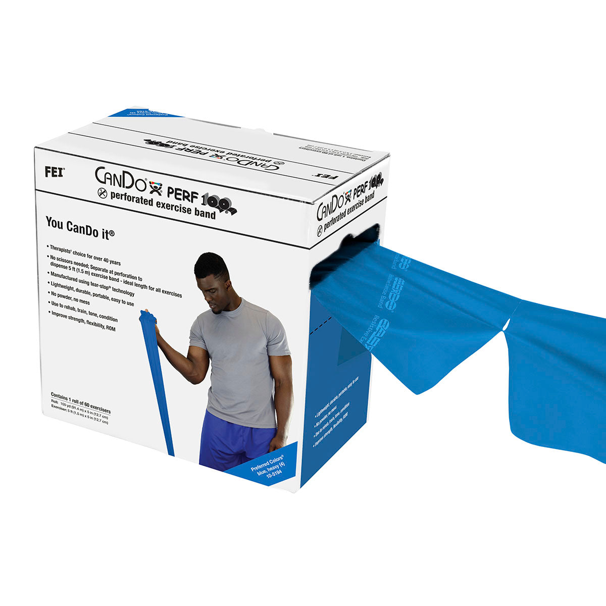 CanDo Low Powder Exercise Band - 100 Yard Perf 100 Roll