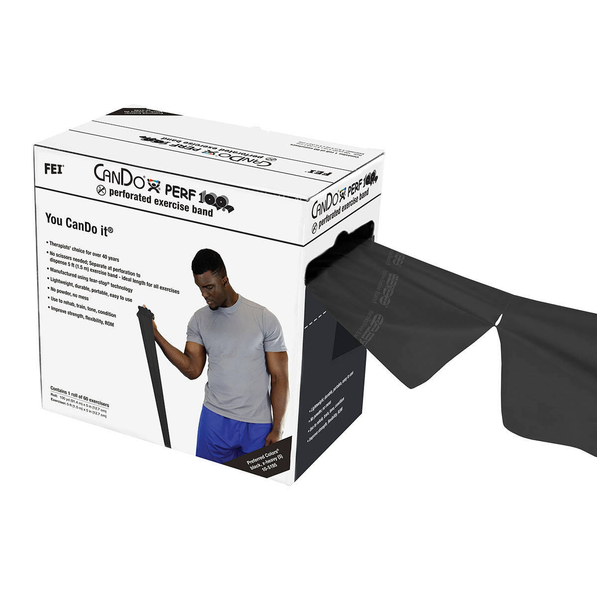 CanDo Low Powder Exercise Band - 100 Yard Perf 100 Roll