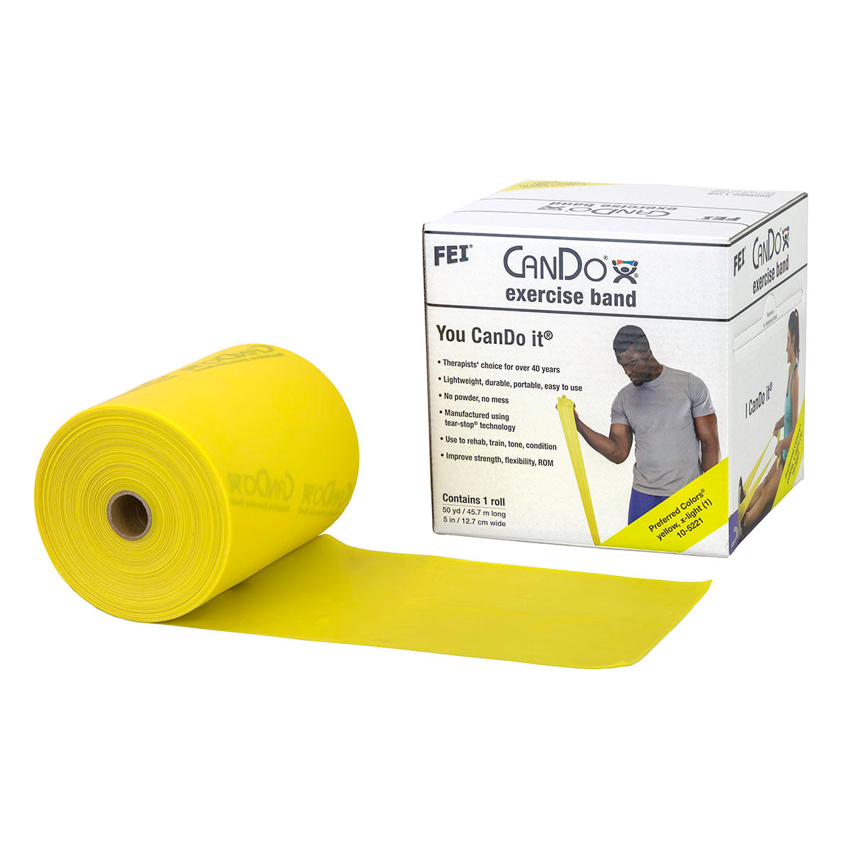 CanDo Low Powder Exercise Band - 50 Yard Roll
