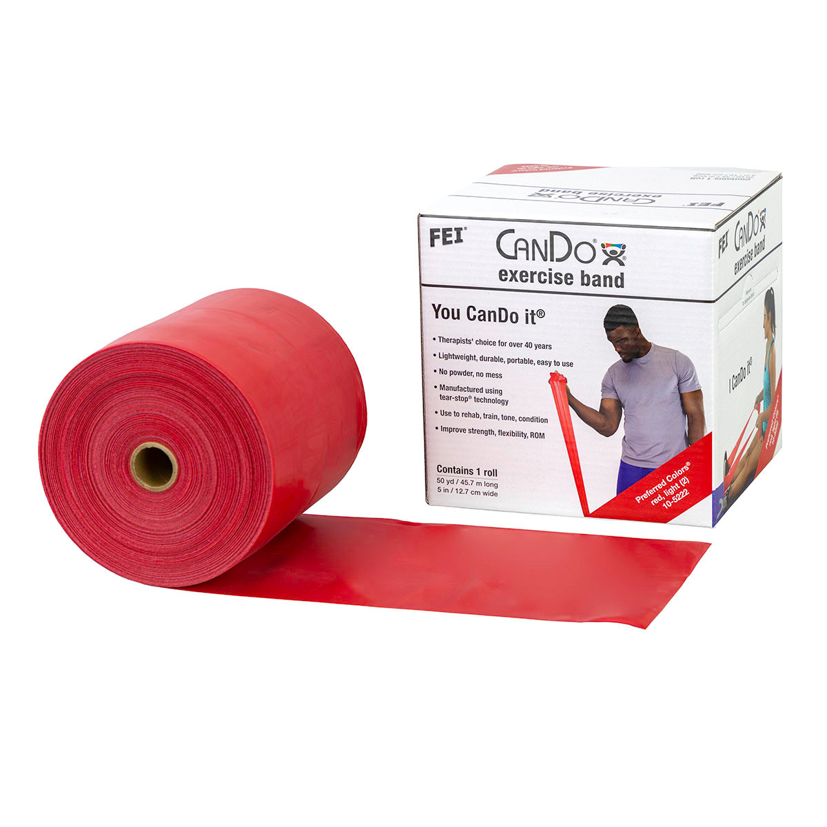 CanDo Low Powder Exercise Band - 50 Yard Roll