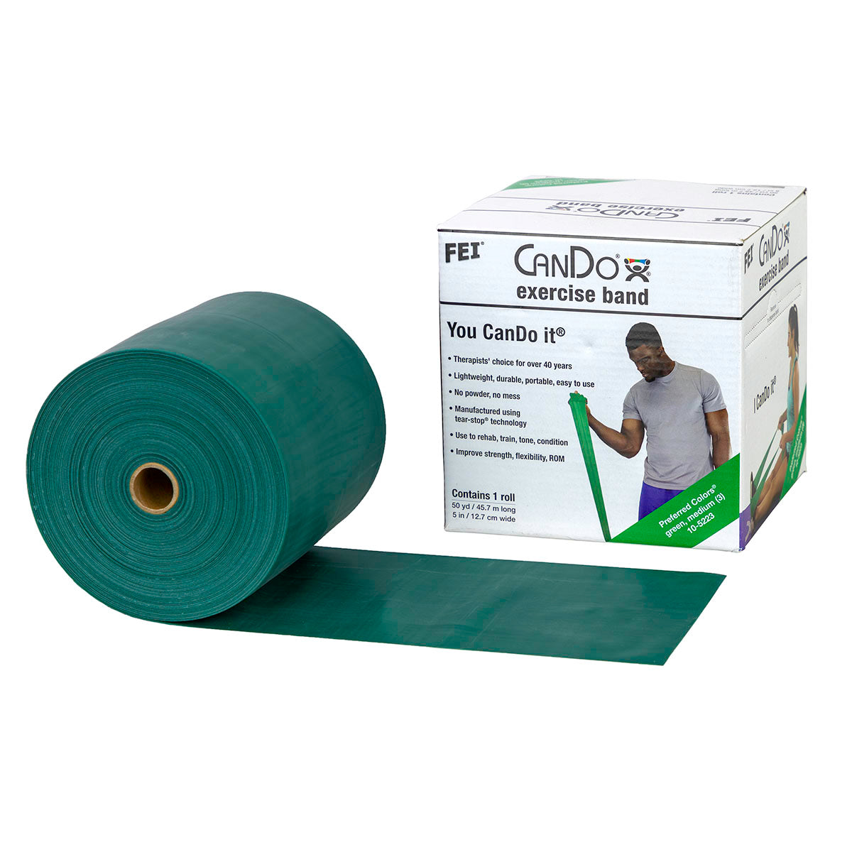 CanDo Low Powder Exercise Band - 50 Yard Roll