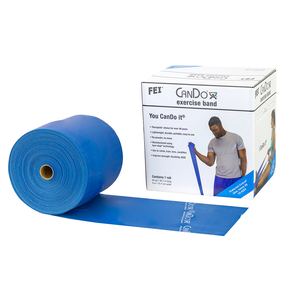 CanDo Low Powder Exercise Band - 50 Yard Roll