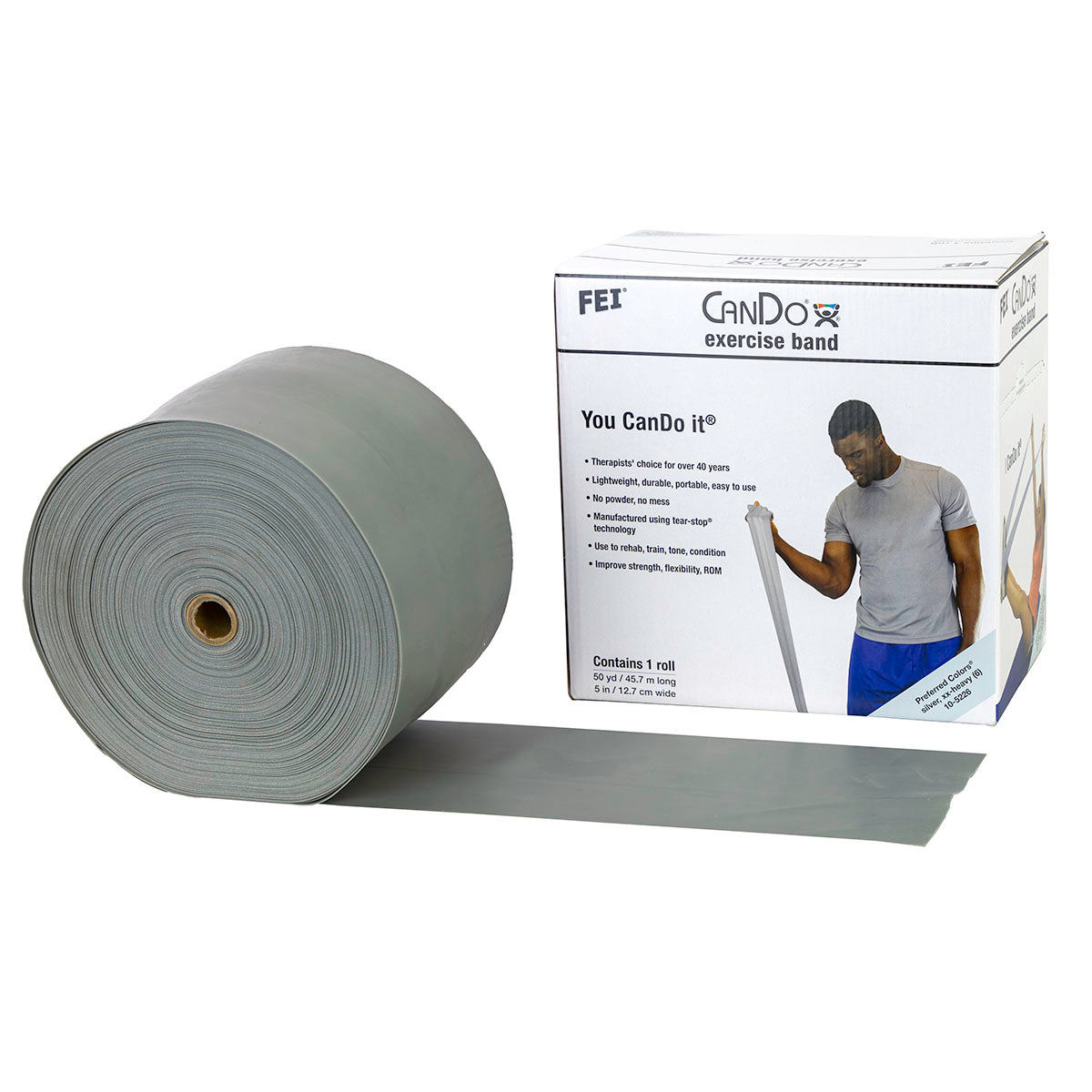 CanDo Low Powder Exercise Band - 50 Yard Roll