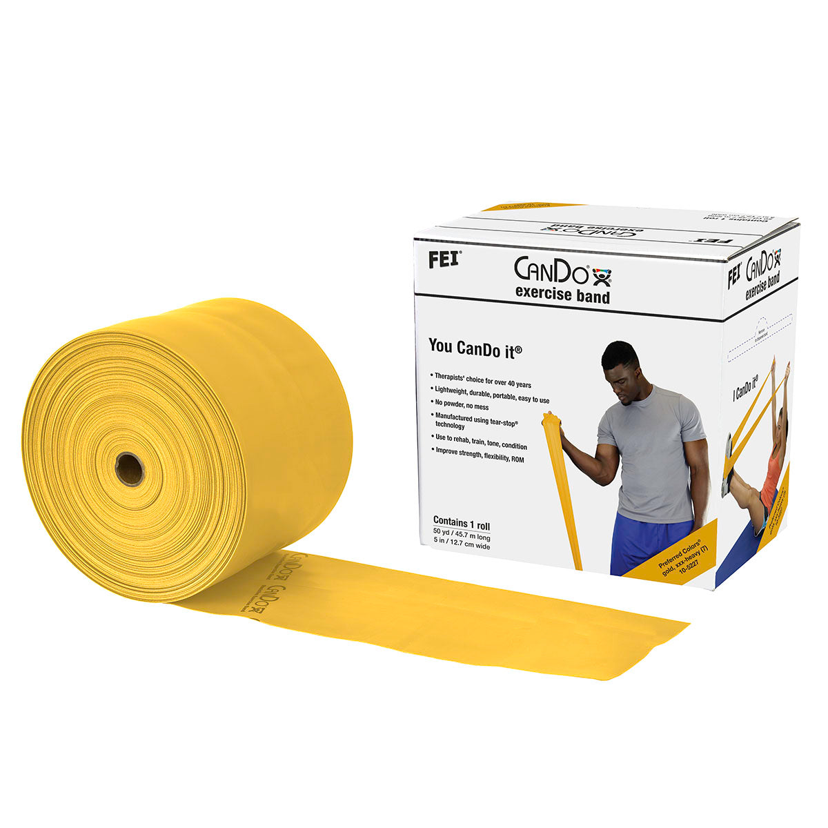 CanDo Low Powder Exercise Band - 50 Yard Roll