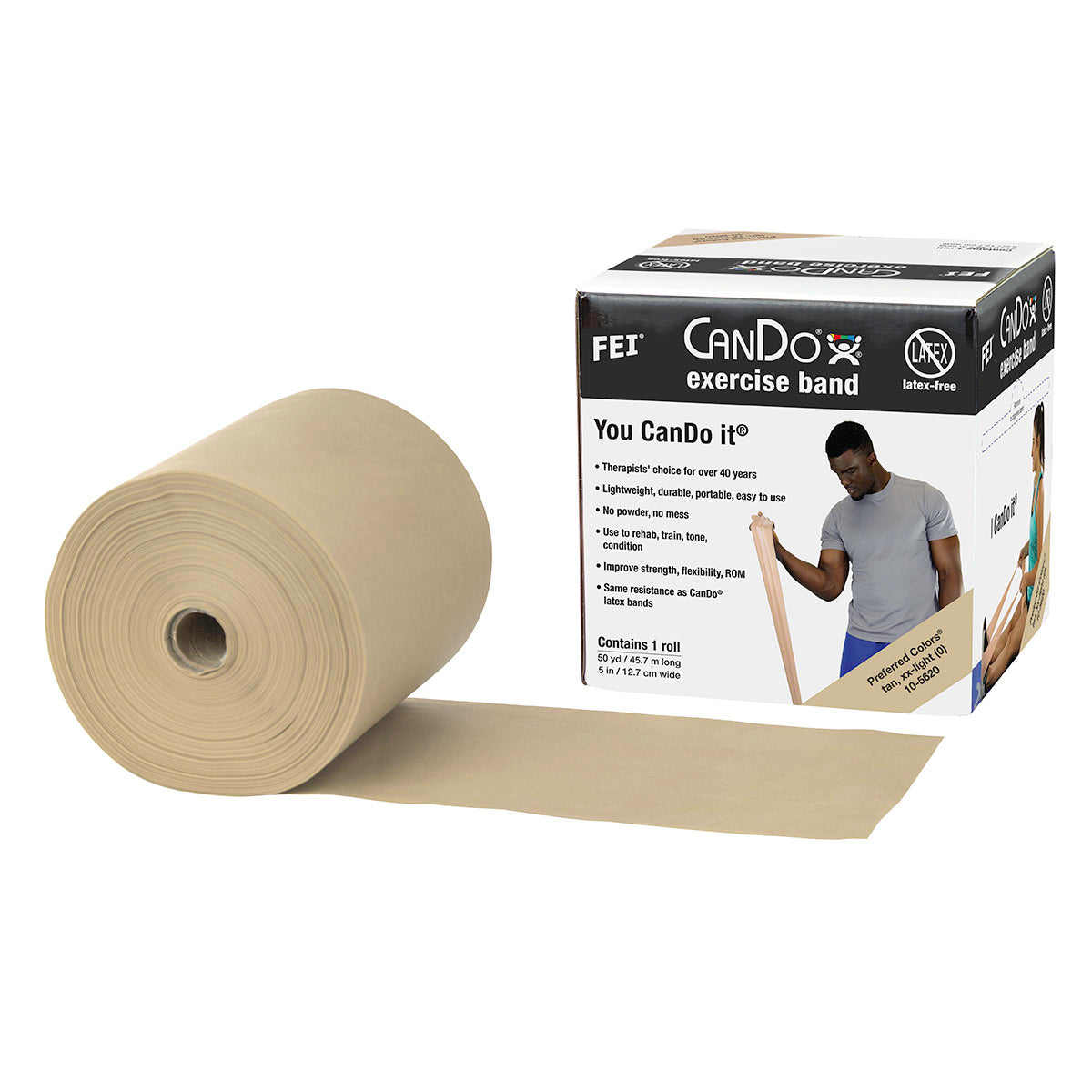 CanDo Latex Free Exercise Band - 50 Yard Roll 