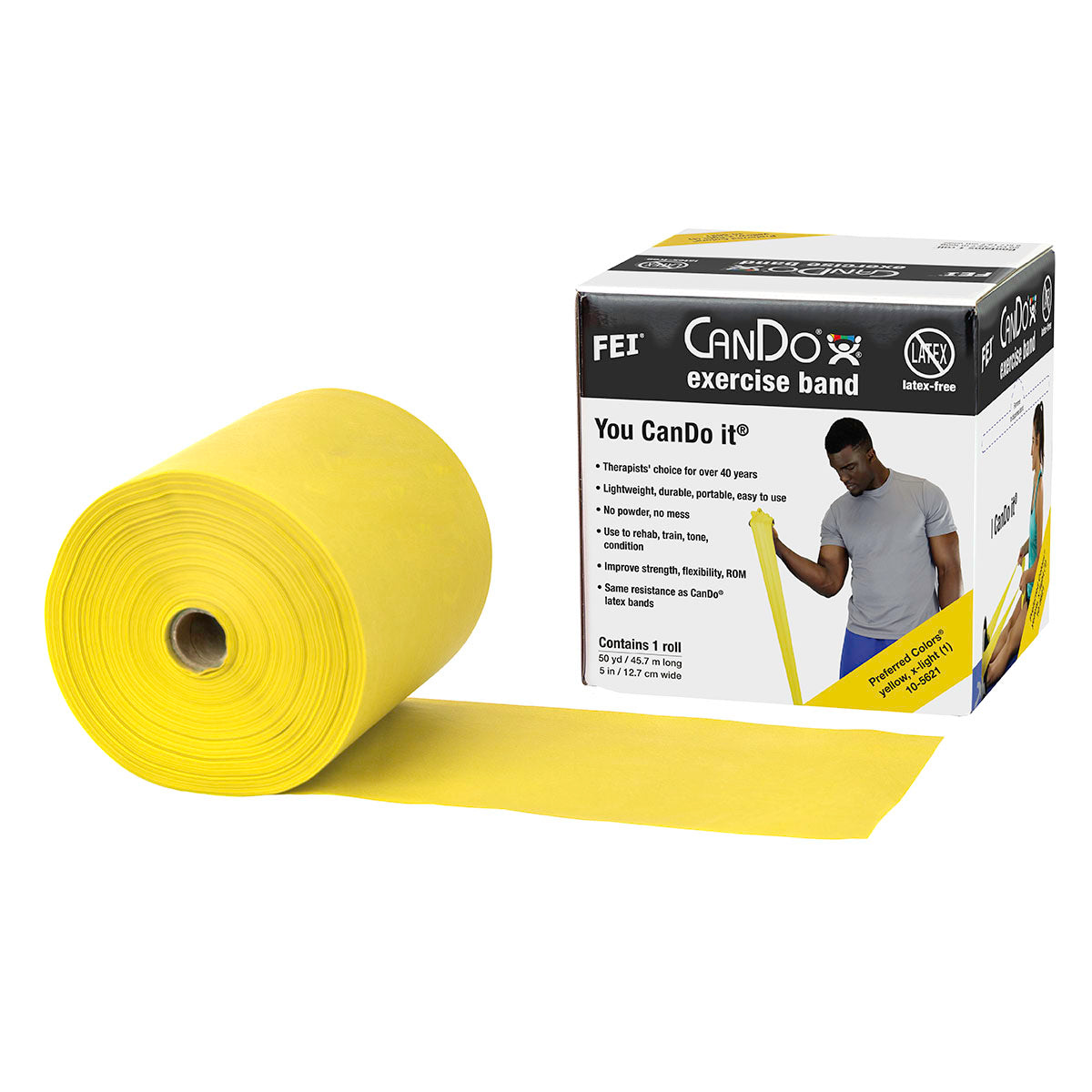 CanDo Latex Free Exercise Band - 50 Yard Roll 
