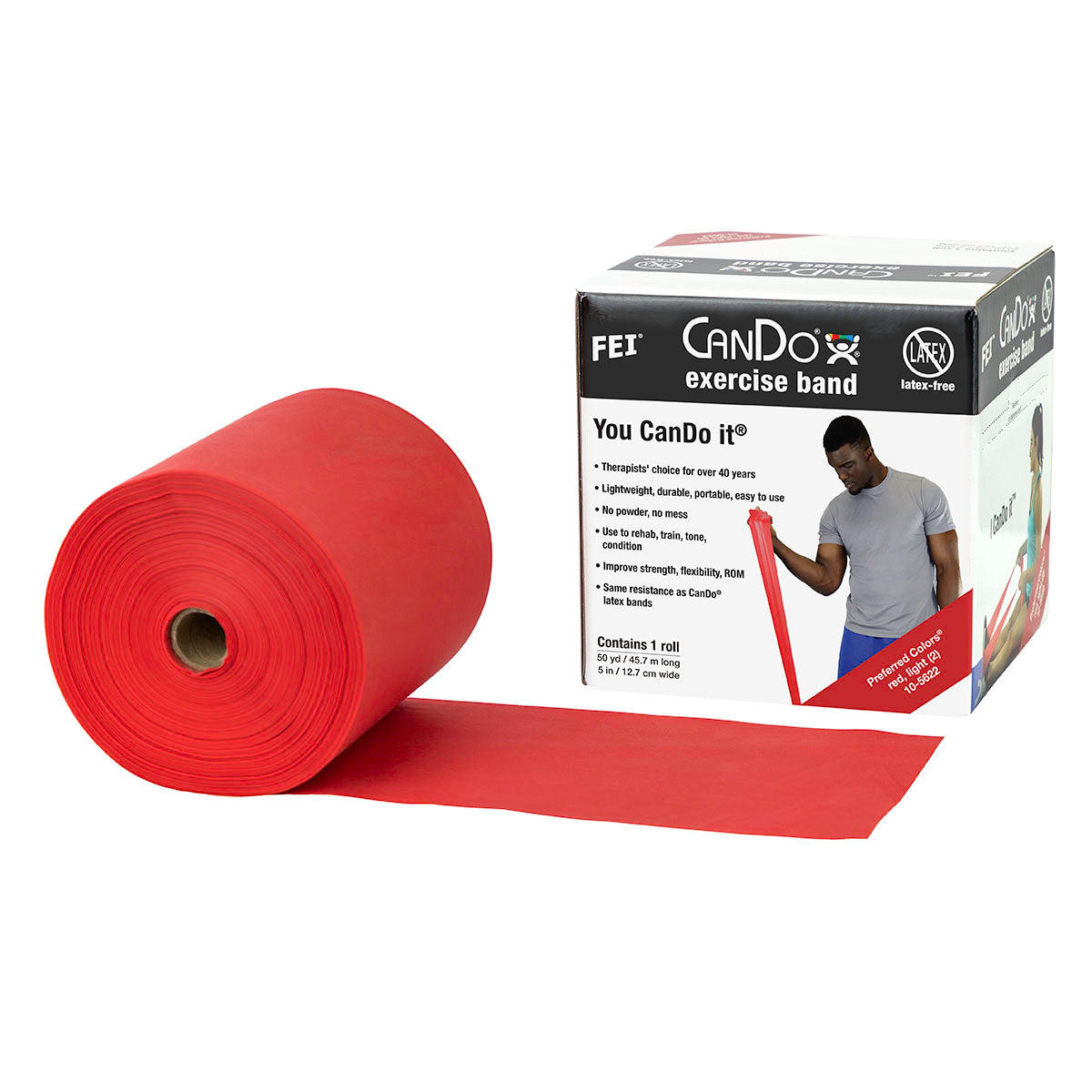 CanDo Latex Free Exercise Band - 50 Yard Roll 