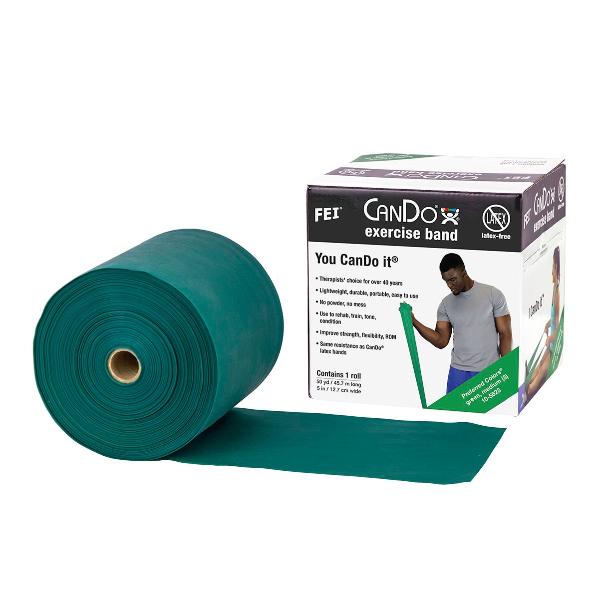CanDo Latex Free Exercise Band - 50 Yard Roll 