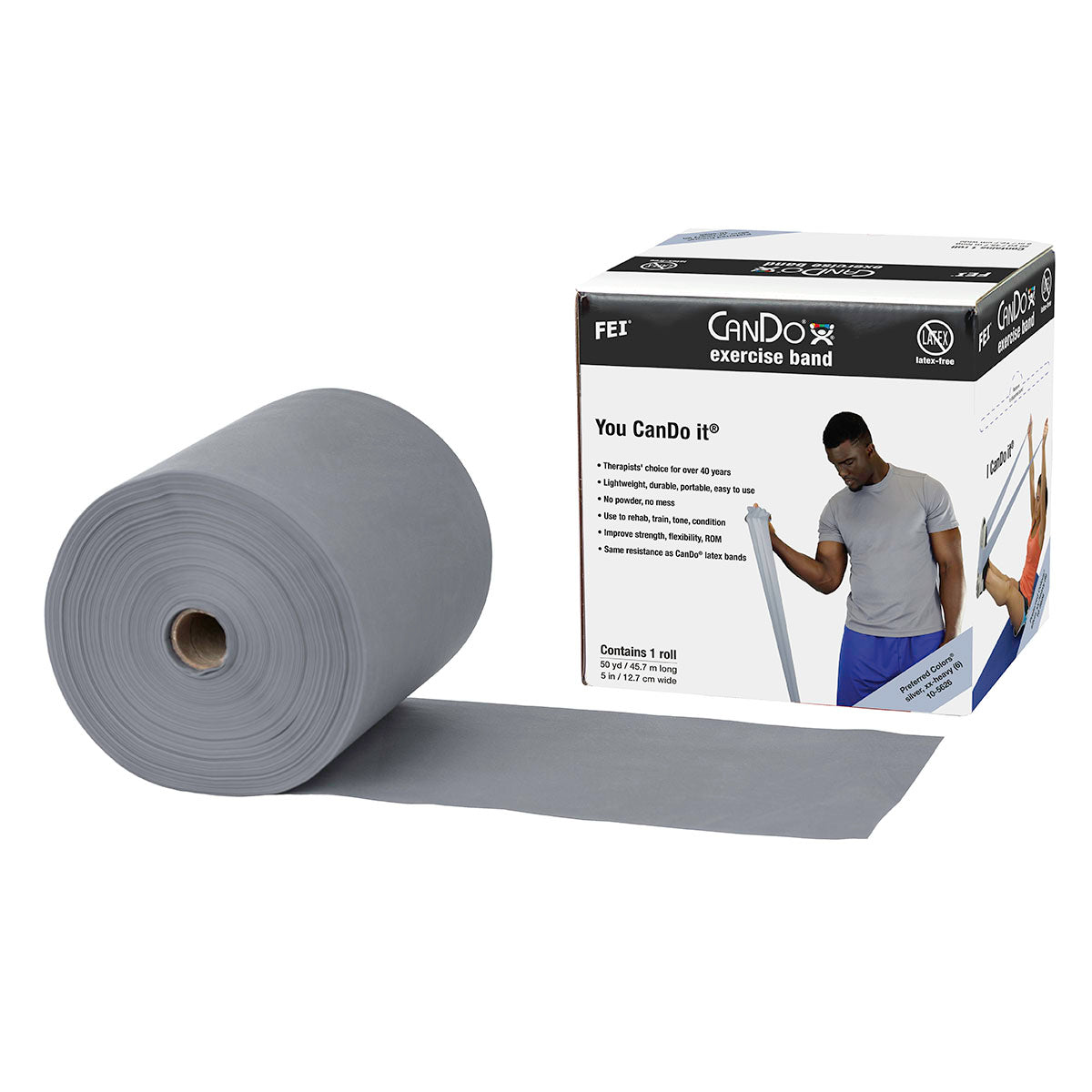 CanDo Latex Free Exercise Band - 50 Yard Roll 