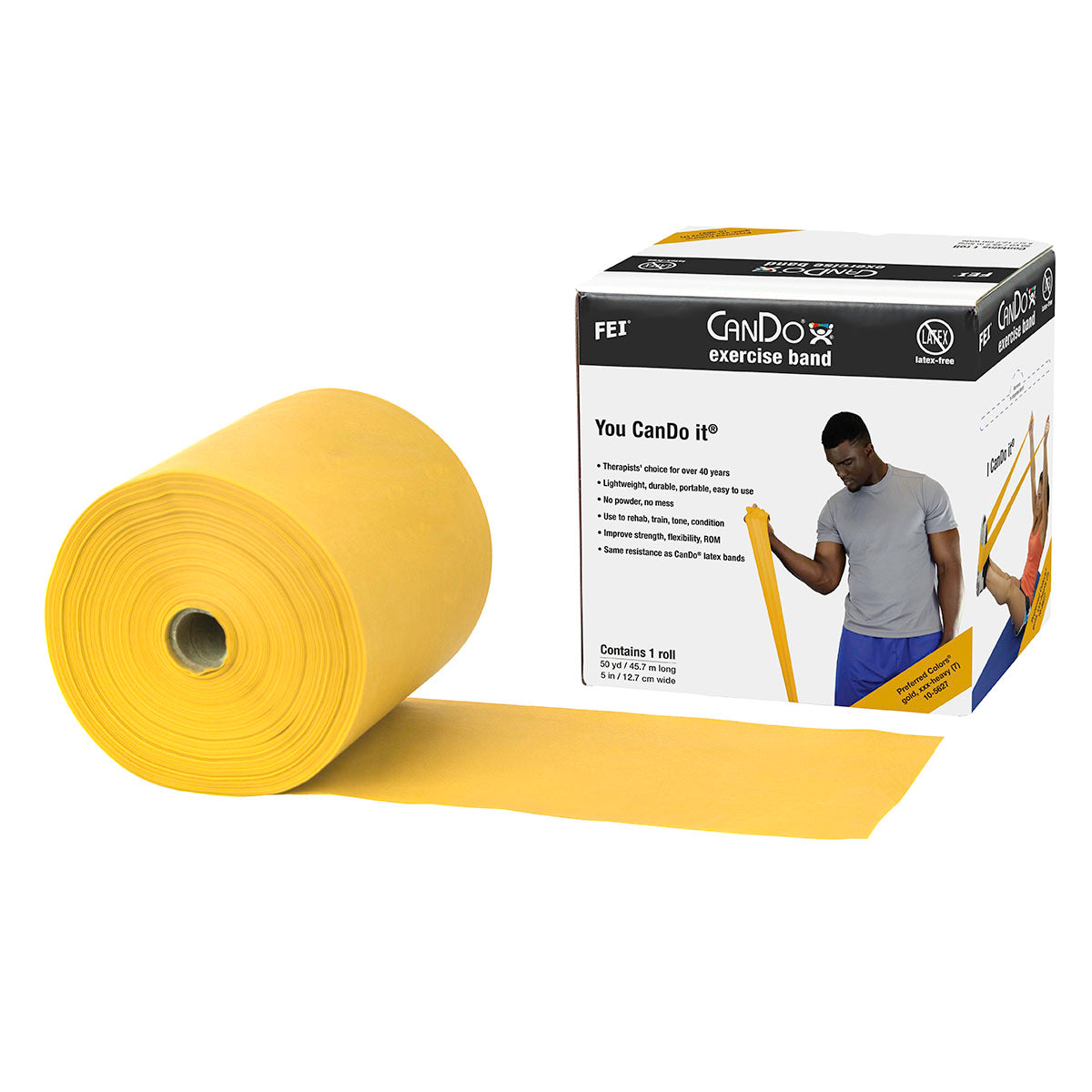 CanDo Latex Free Exercise Band - 50 Yard Roll 