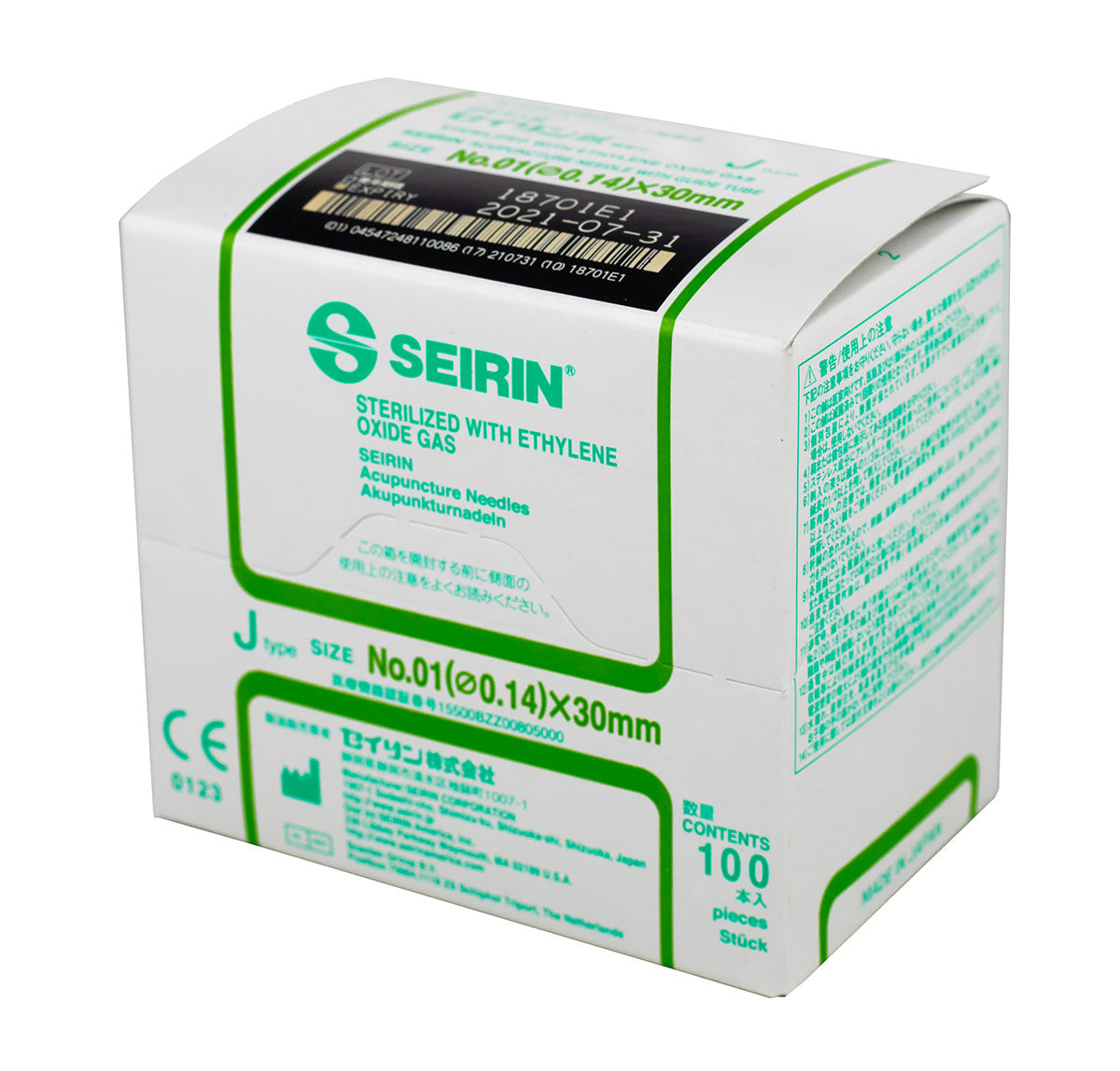 SEIRIN J-Type Acupuncture Needles (Box of 100)
