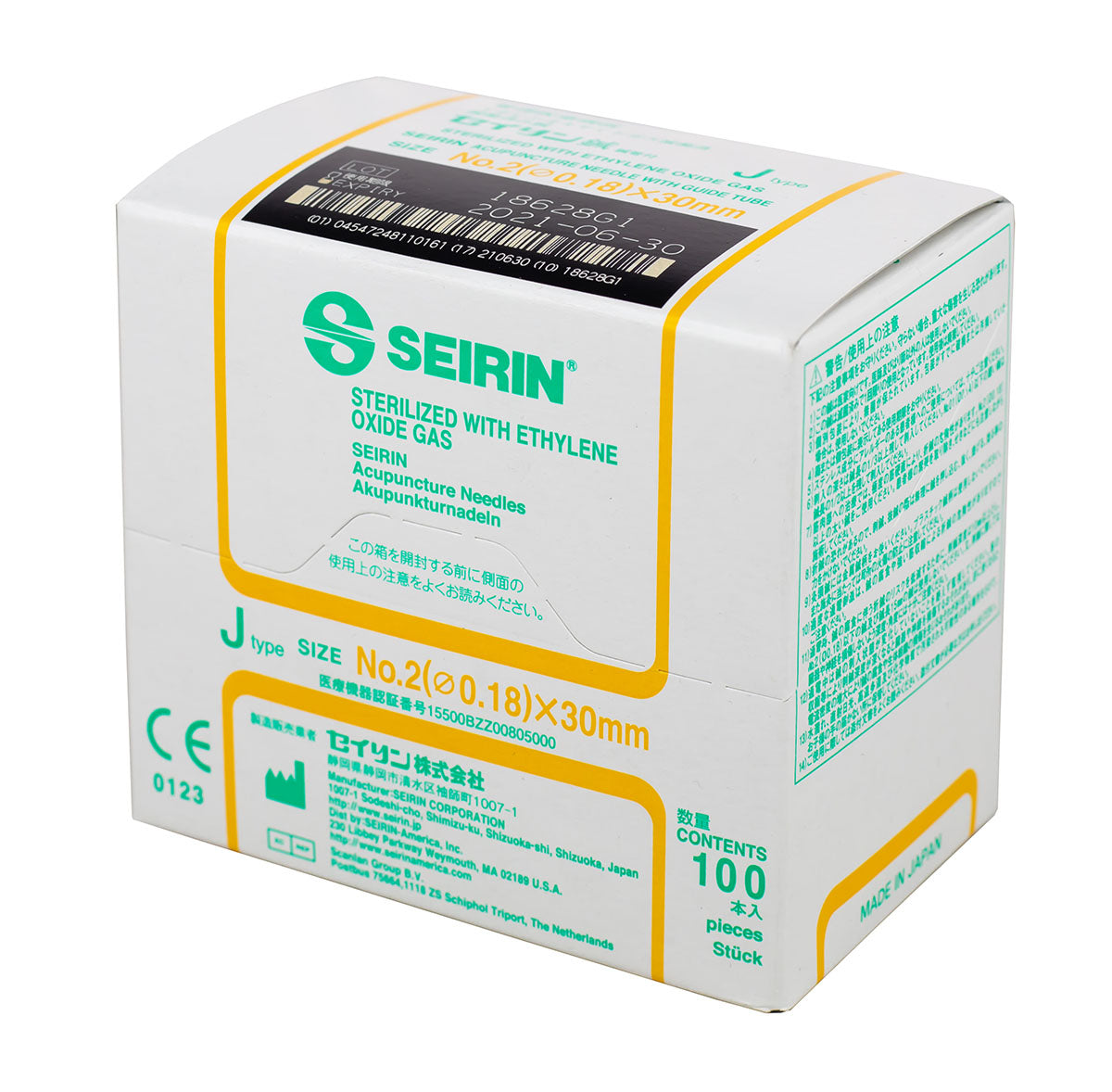 SEIRIN J-Type Acupuncture Needles (Box of 100)