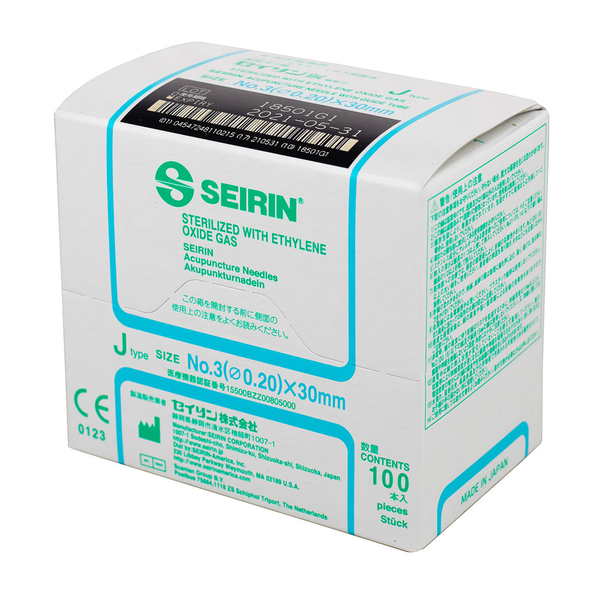 SEIRIN J-Type Acupuncture Needles (Box of 100)
