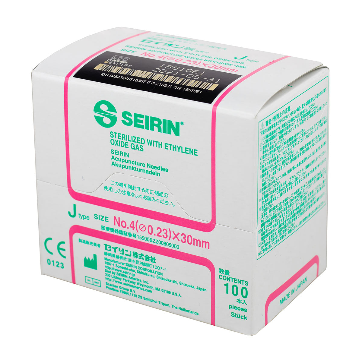 SEIRIN J-Type Acupuncture Needles (Box of 100)