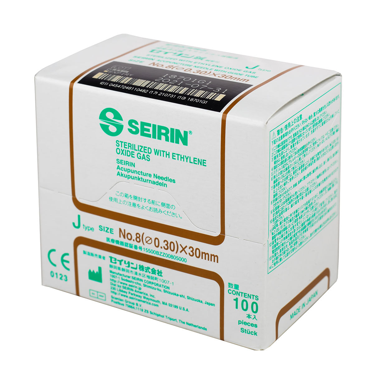 SEIRIN J-Type Acupuncture Needles (Box of 100)
