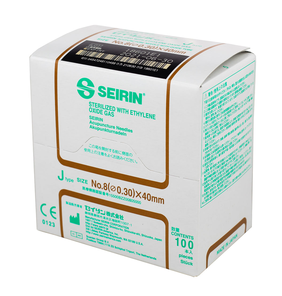 SEIRIN J-Type Acupuncture Needles (Box of 100)