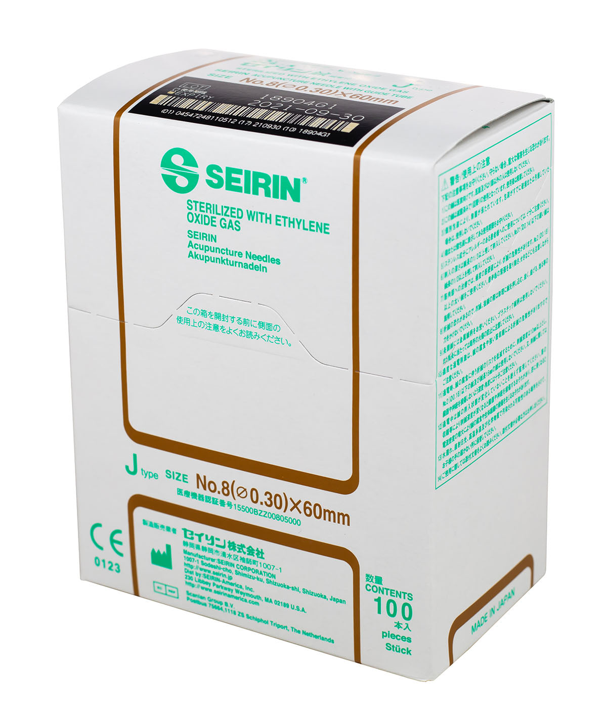 SEIRIN J-Type Acupuncture Needles (Box of 100)